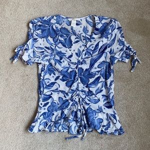 H&M white and blue top